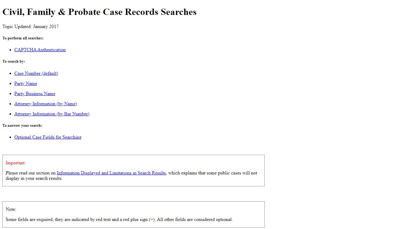 Civil, Family & Probate Case Records Searches